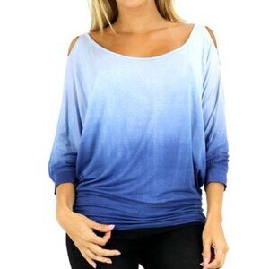 🎅 ⭐️ 🟦 Ombre Cold Shoulder Top NWT